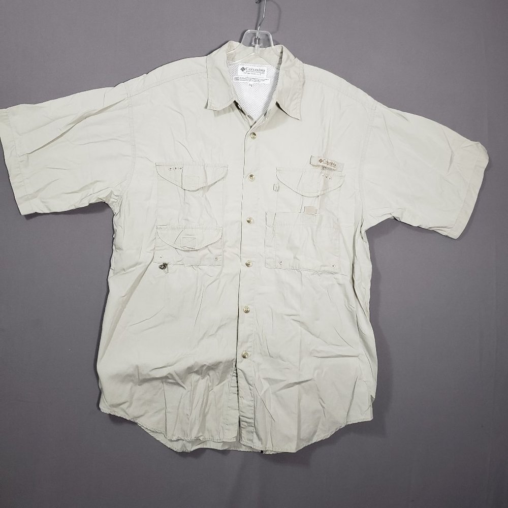 Columbia PFG Men's 100% Cotton Shirt Sleeve Vented Caped Fishing Shirt, Medium